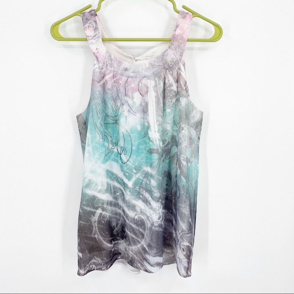 AB Studio Pastel Tank Blouse Button Back S